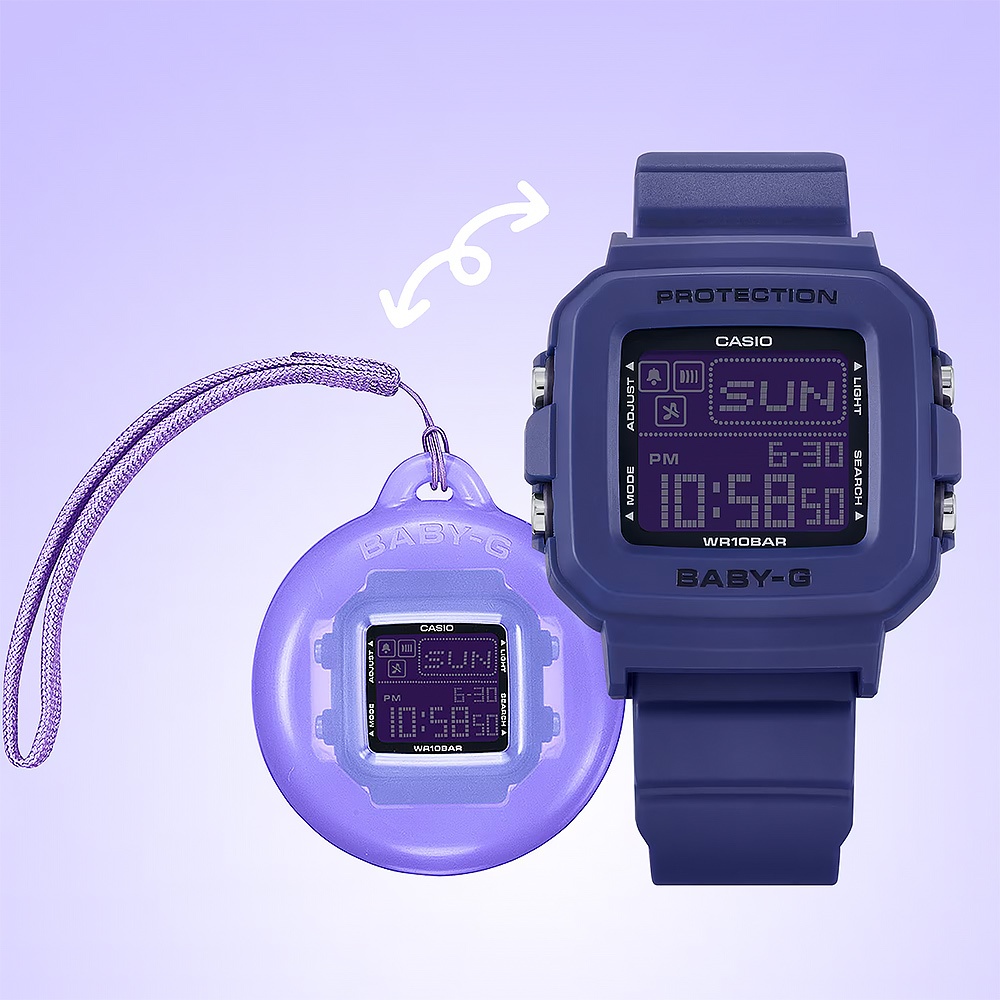 CASIO 卡西歐 BABY-G 30週年 手錶和錶殼吊飾套組  女錶 BGD-10K-2【加贈庫洛米保護套】, , large