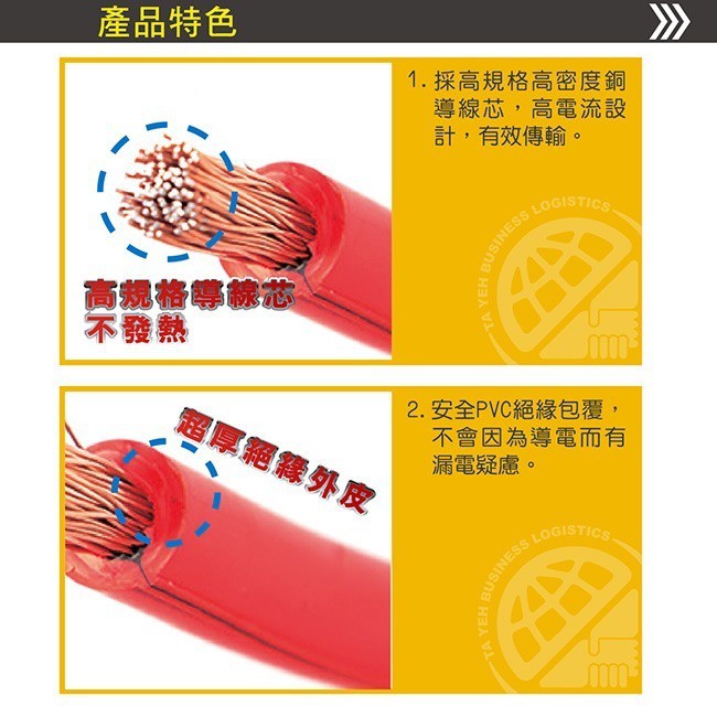汽車救車線-500A 適用於1600CC以下車型 道路救援 拋錨 救援 電瓶 過電救車, , large