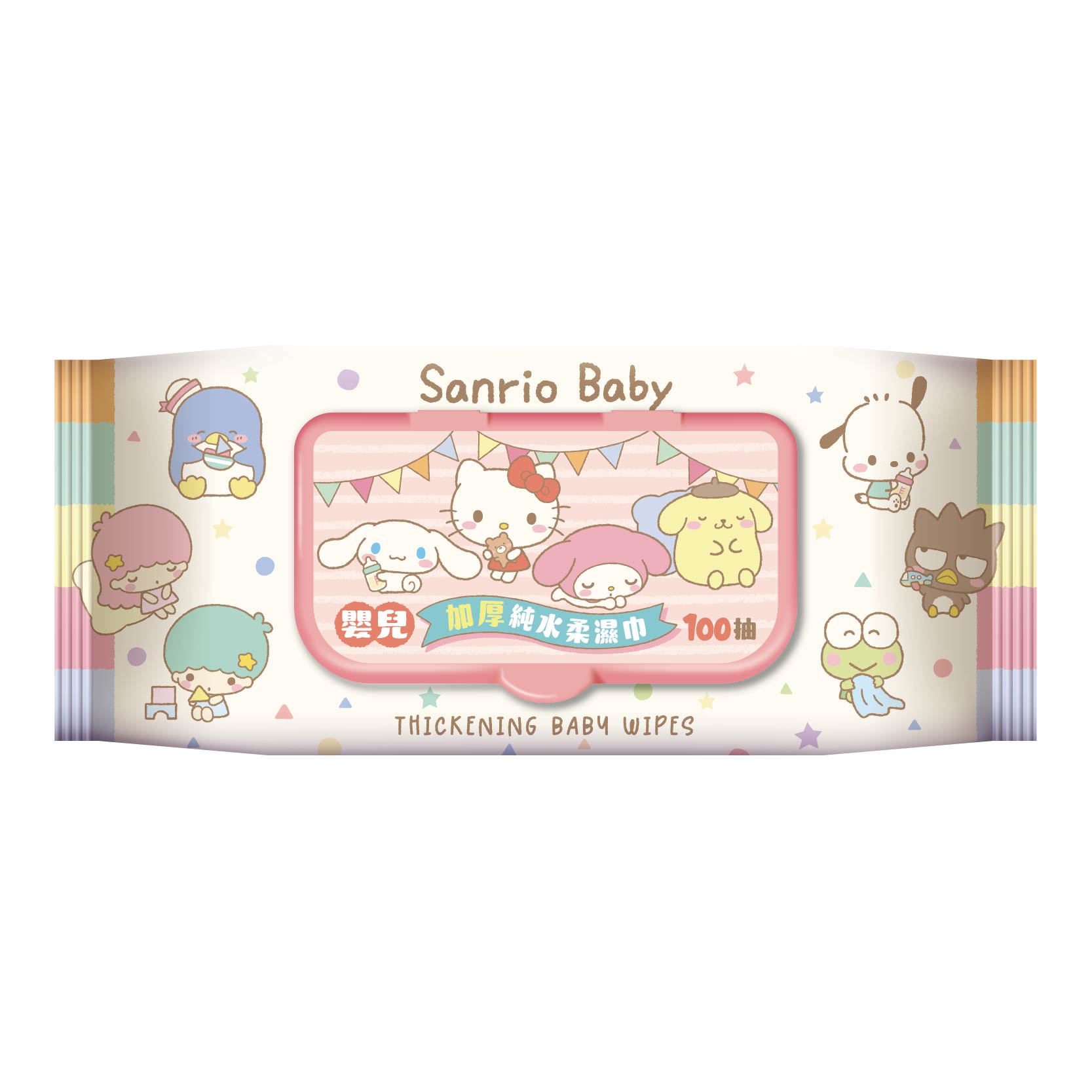 [寶富華]加蓋 Hello Kitty嬰兒加厚純水柔濕巾100抽, , large