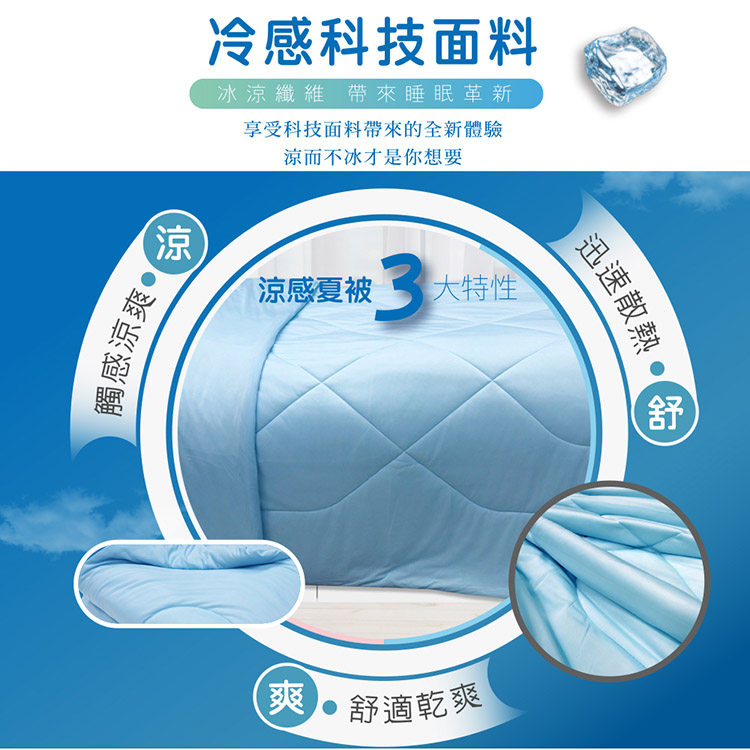 【多利寶寢具】Victoria_涼感紗銀離子冰冰被-天空藍, , large
