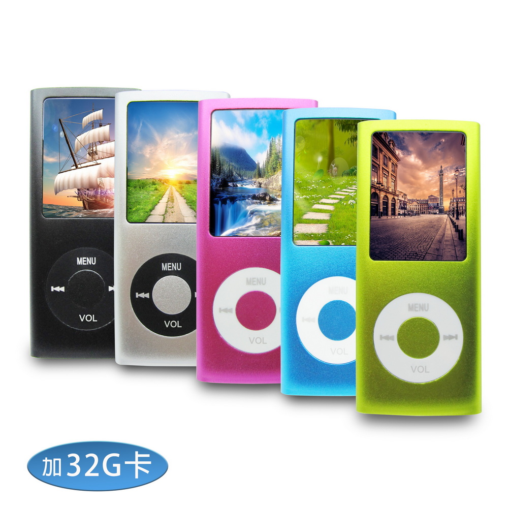 [B1846A] New Apple 4th Gen 1.8-inch Color Screen Card Slot MP4 Player (with 32G Memory Card) (with 6 Bonus Gifts), , large