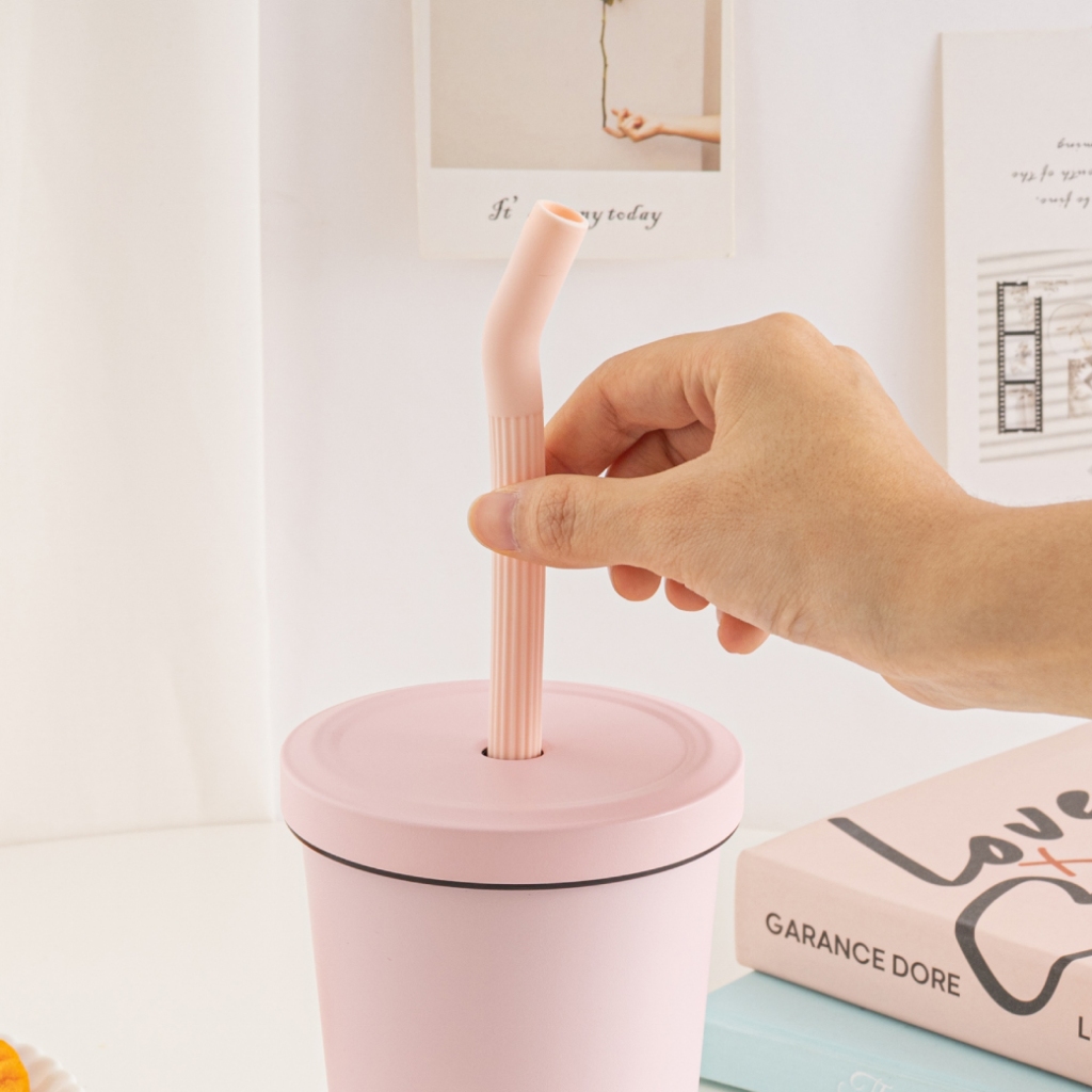 Churros Shaped Silicone Straw Storage Set, , large