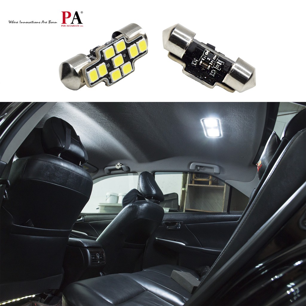 【PA LED】黑武士 雙尖 28MM 31MM LED 室內燈 車牌燈 車廂燈 實測360流明 高亮度 10倍提升, , large