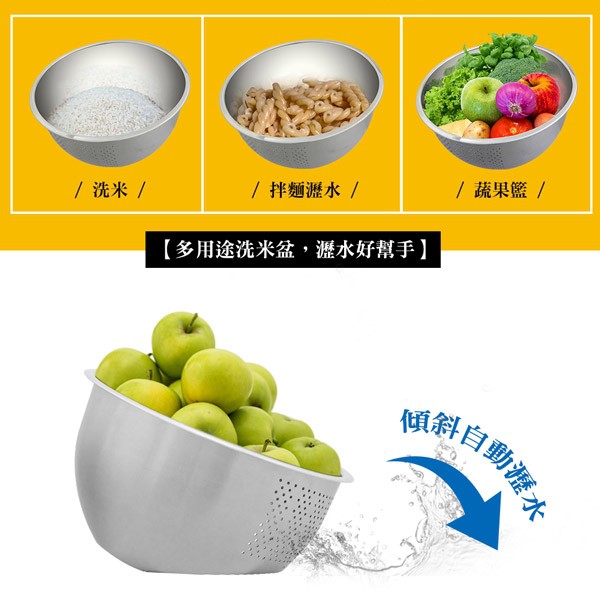 PERFECT 理想牌 晶品不銹鋼洗米器304不鏽鋼果蔬皆可洗漏斗倒水 23cm-Leidea樂德兒, , large