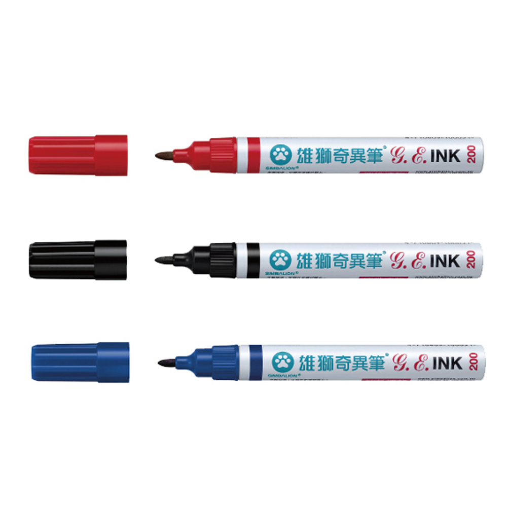 【SIMBALION 雄獅文具】油性 速乾 奇異筆 1.3mm 紅/黑/藍 24打/組 NO.200  -  多款可選, , large