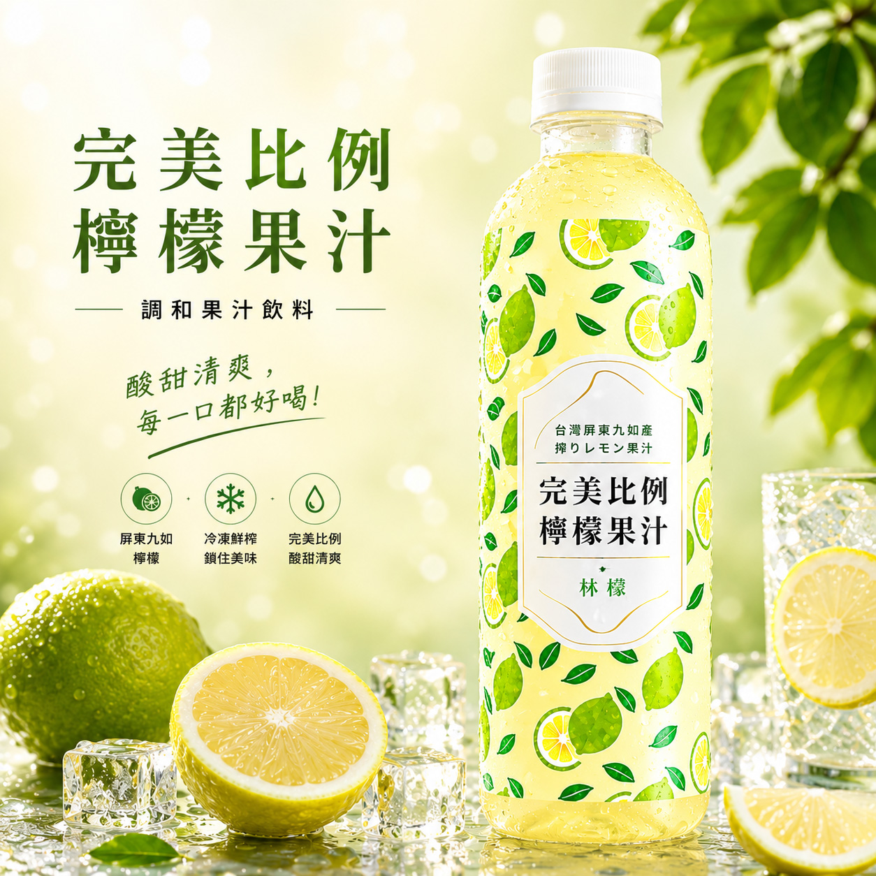 【林檬】冷凍 完美比例檸檬汁500ml X 6瓶免運組, , large