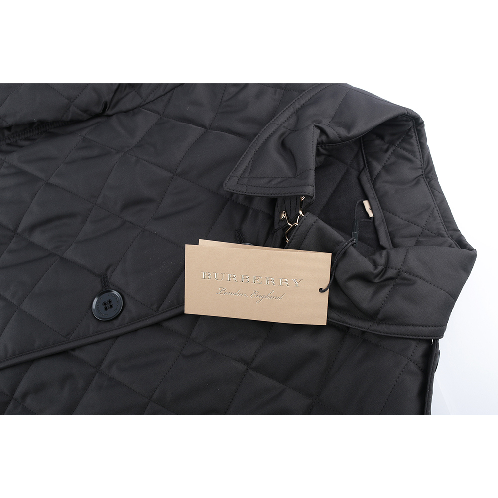 BURBERRY S號菱格紋棉質輕型外套/黑色, , large