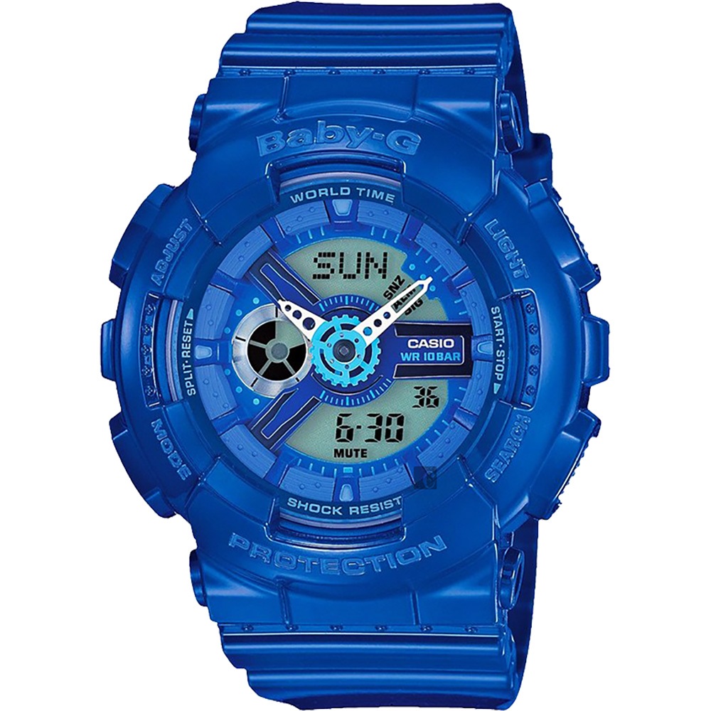 CASIO 卡西歐 Baby-G 炫彩雙顯手錶-藍 BA-110BC-2A, , large