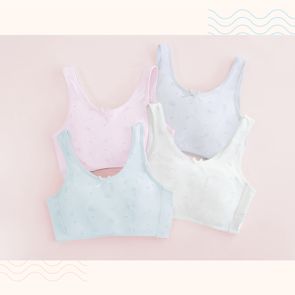 可蘭霓Clany 小貓咪冰礦涼感無鋼圈少女S-Q/2XL 學生內衣 成長型內衣 胸衣 背心 8038-61 雲朵灰, , large