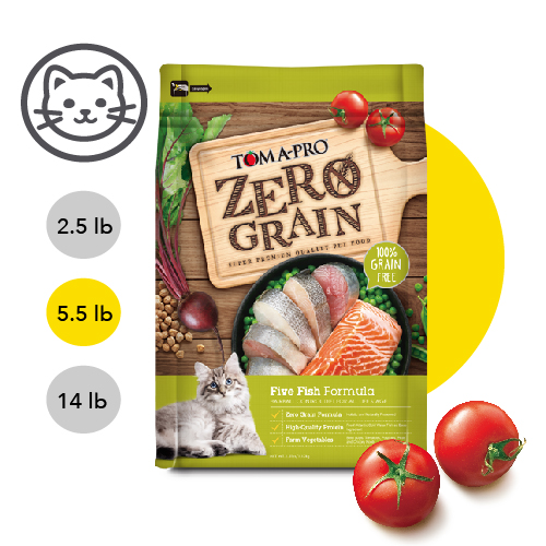 【優格】零穀 全齡貓飼料 五種魚5.5磅 化毛配方, , large