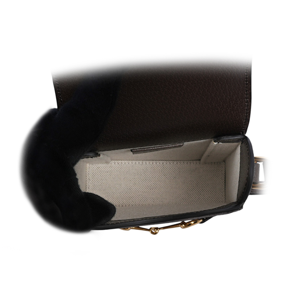 GUCCI Horsebit 1955 Jumbo GG 標誌緹花手機斜背包/棕色, , large