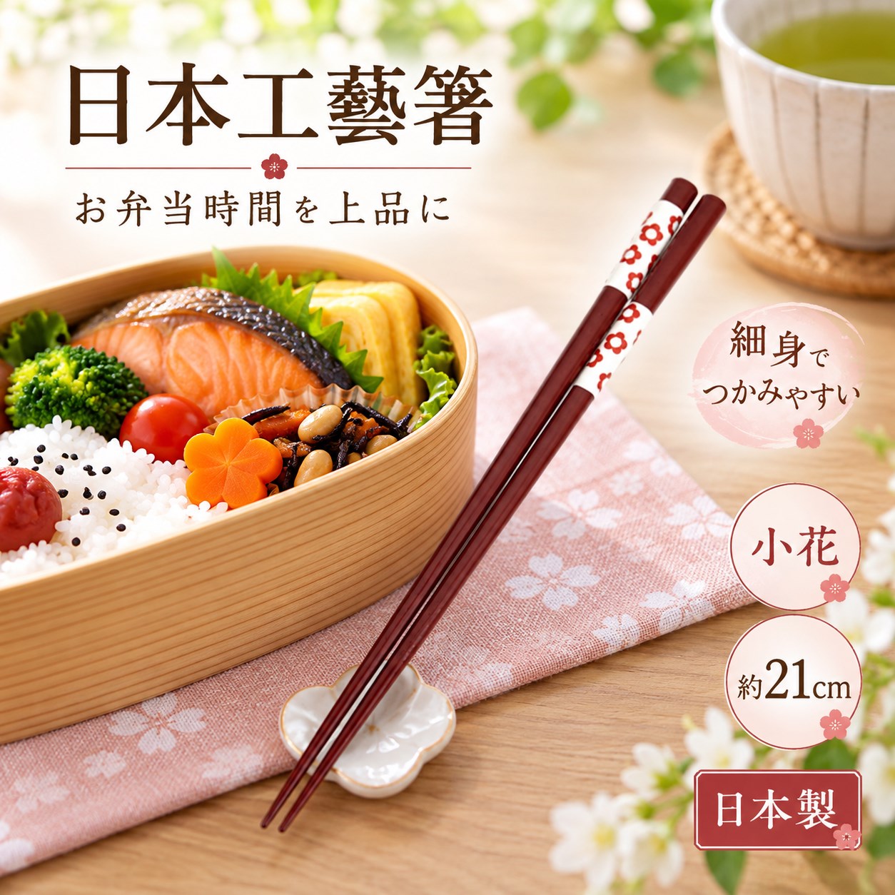 【HIYASU日安工坊】日本工藝箸-小花 21cm, , large