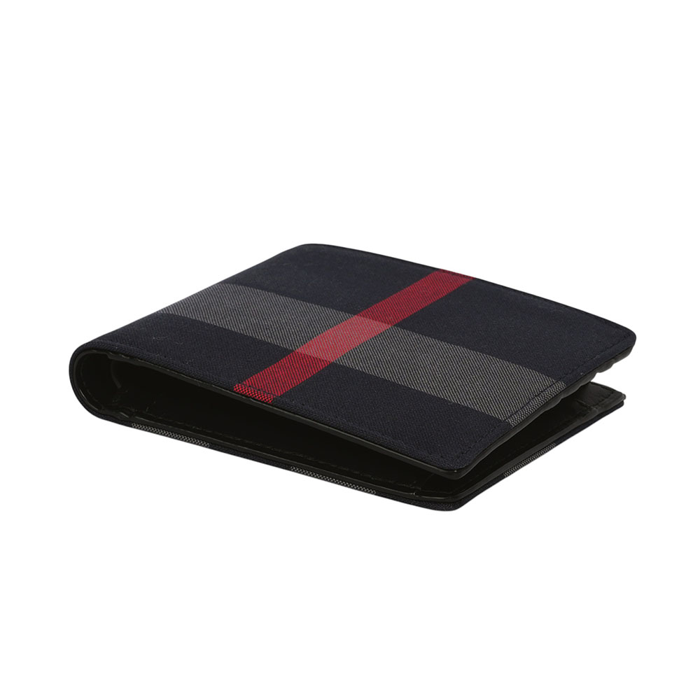 BURBERRY 大格紋帆布對開零錢袋短夾/海軍藍/灰色, , large