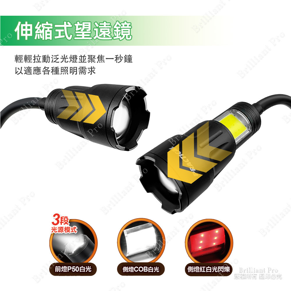 Practical brand magnetic bend work light PRA-C002 Essential for car repair power outages Durable aluminum alloy three-stage light source Magnetic focusing, , large
