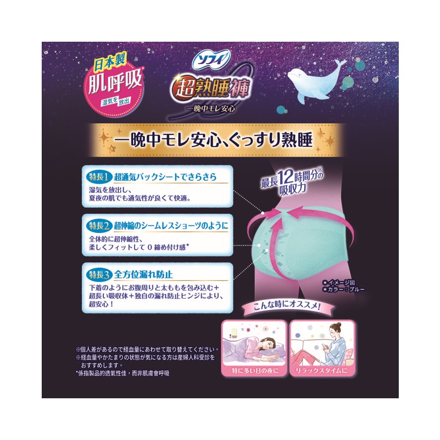 蘇菲超熟睡肌呼吸褲型衛生棉5片, , large