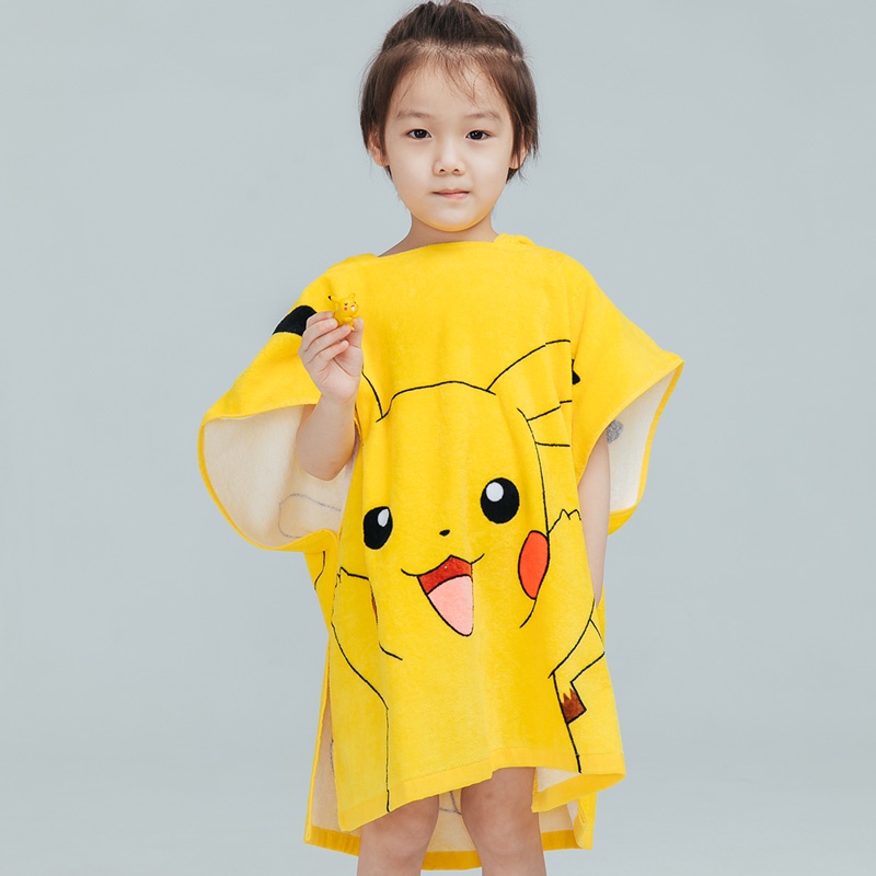 漫威蜘蛛人純棉連帽浴巾 冰雪奇緣 迪士尼公主 精靈寶可夢皮卡丘Pok&eacute;mon斗篷浴巾 FZ-DD103【旺達棉品】, , large