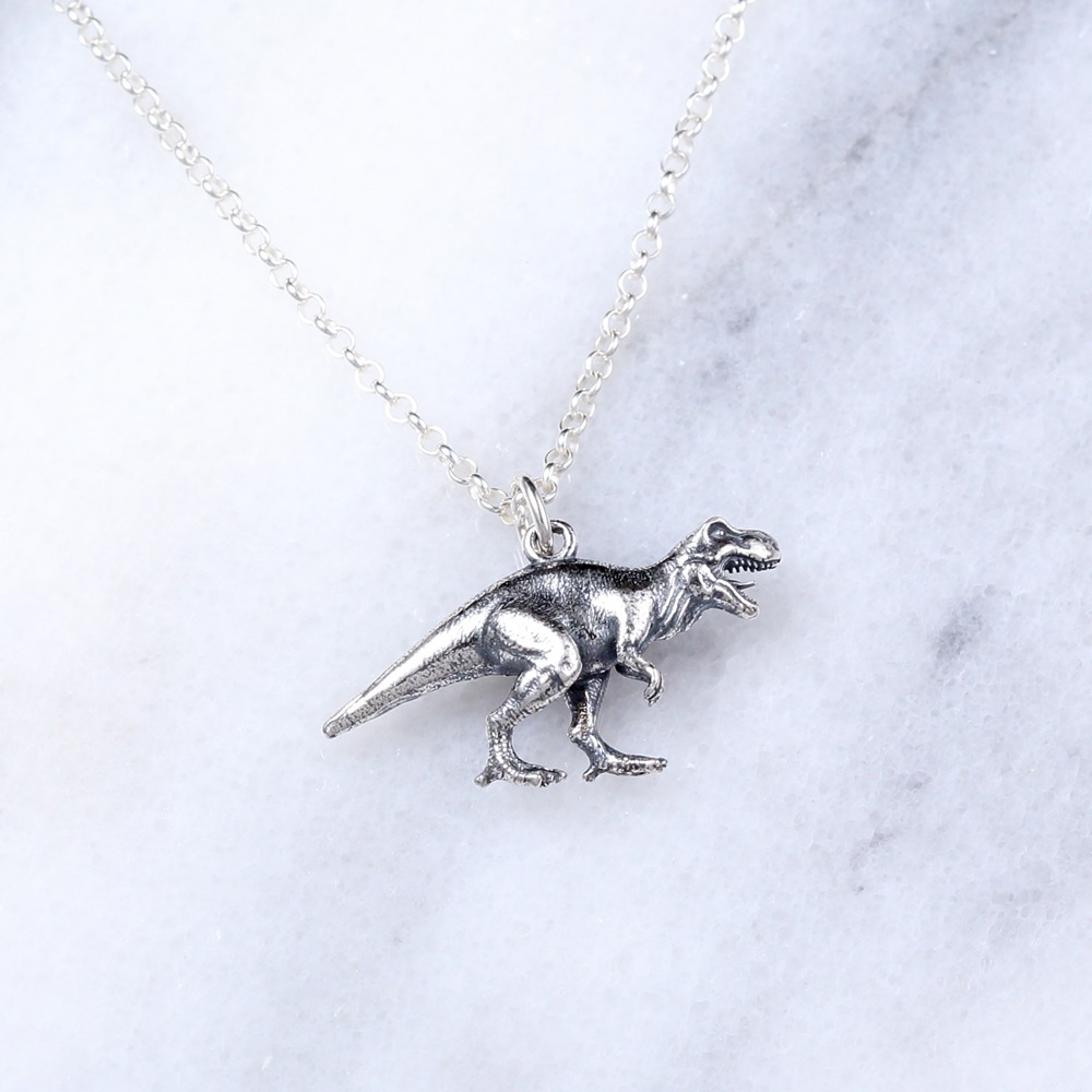 【Angel & Me】3D Dinosaur Tyrannosauru T-Rex s925 sterling silver necklace gift, , large