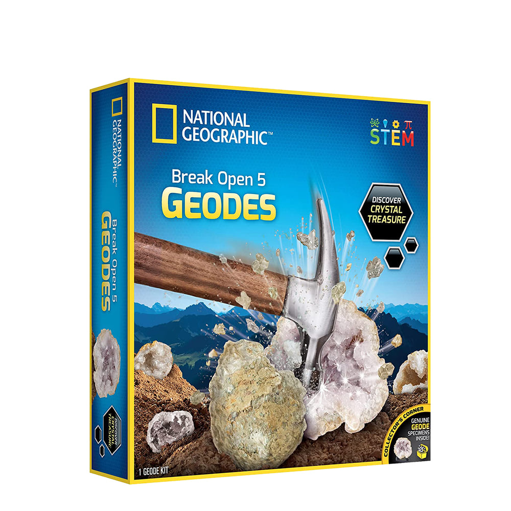 NATIONAL GEOGRAPHIC 國家地理 發現水晶寶藏(敲開原石發現水晶)-5入原石, , large