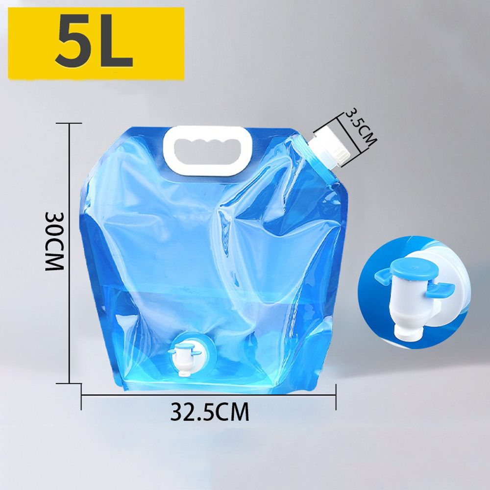 【SV61317】5L/10L 升級龍頭款 折疊水袋 手提儲水袋 裝水袋 戶外露營野炊 旅行登山便攜儲水袋 便攜水桶, , large