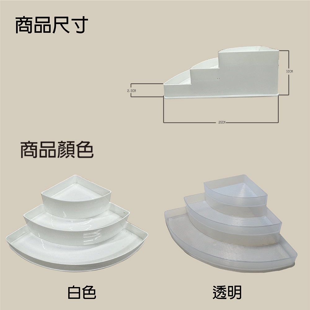 GS MALL 台灣製造 一入白色 扇形角落置罐架 口紅架 收納架 扇形收納架 角落架 化妝品收納盒 角落盒 角落置物架 扇形角落, , large