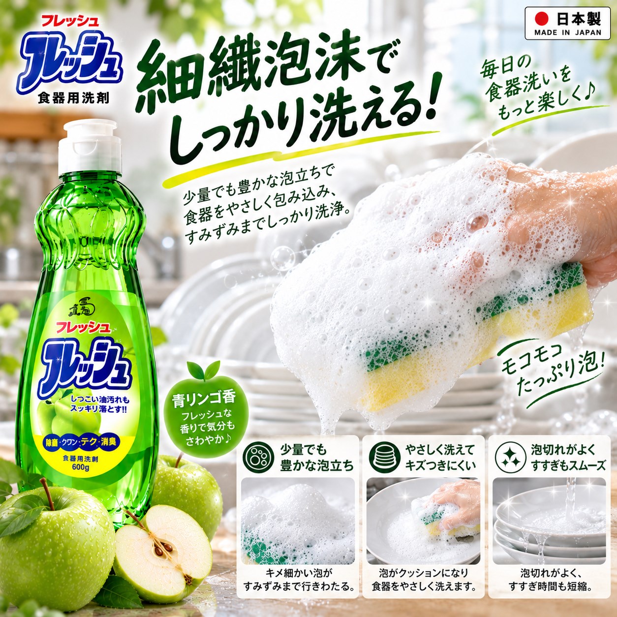 【HIYASU日安工坊】餐具洗滌劑(青蘋果香), , large