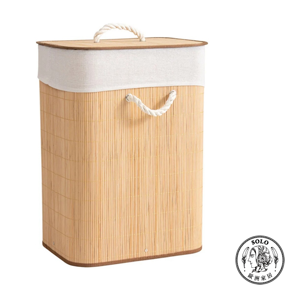 【SOLO Vintage】LCW Home 56x39x29cm Natural Bamboo Woven Laundry Basket, , large