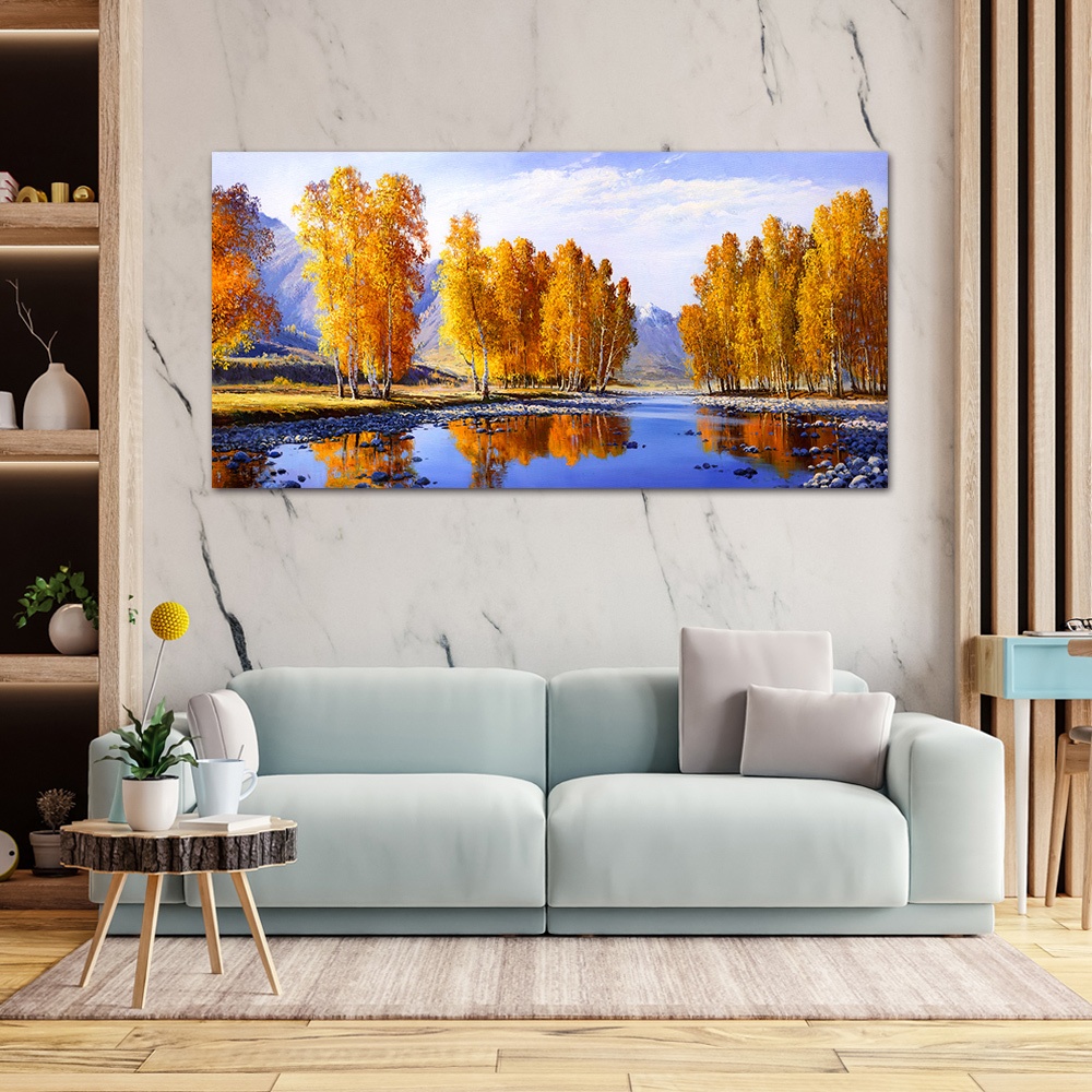 【御畫房】金秋溪水 國家一級畫師手繪油畫60&times;120cm(VF-124), , large