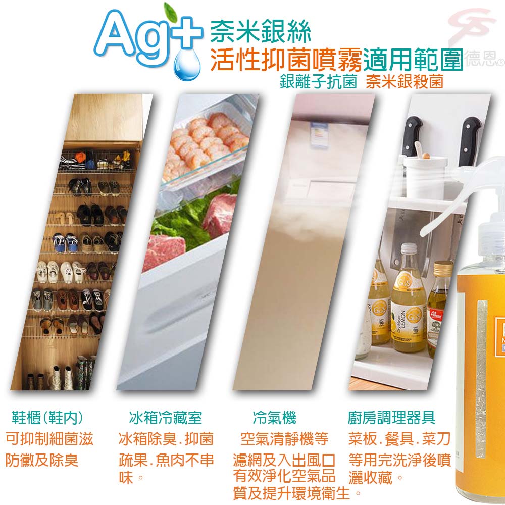 GS MALL 台灣製造 250ml 奈米銀離子活性除臭噴霧瓶 奈米除臭 除臭噴霧 活性除臭 除臭, , large