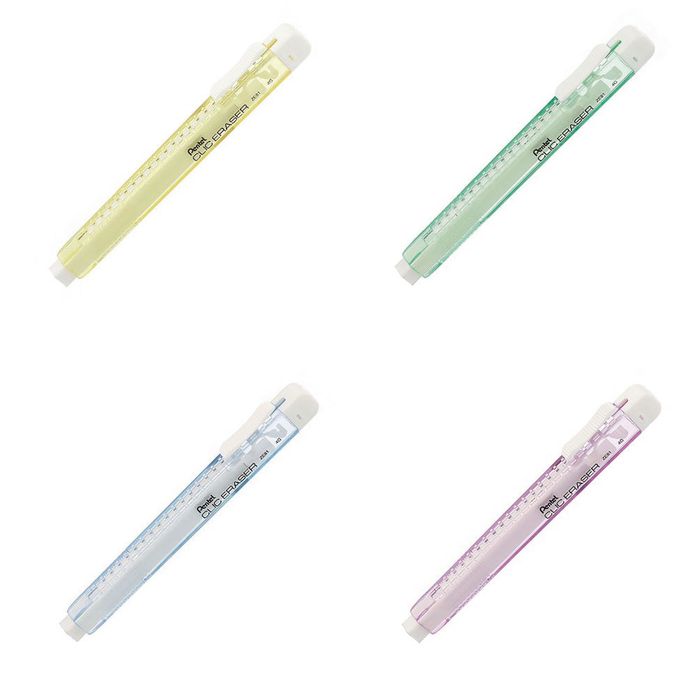 【Pentel 飛龍】晶透自動塑膠擦 5色 /支 ZE81 - 晶透黃, , large