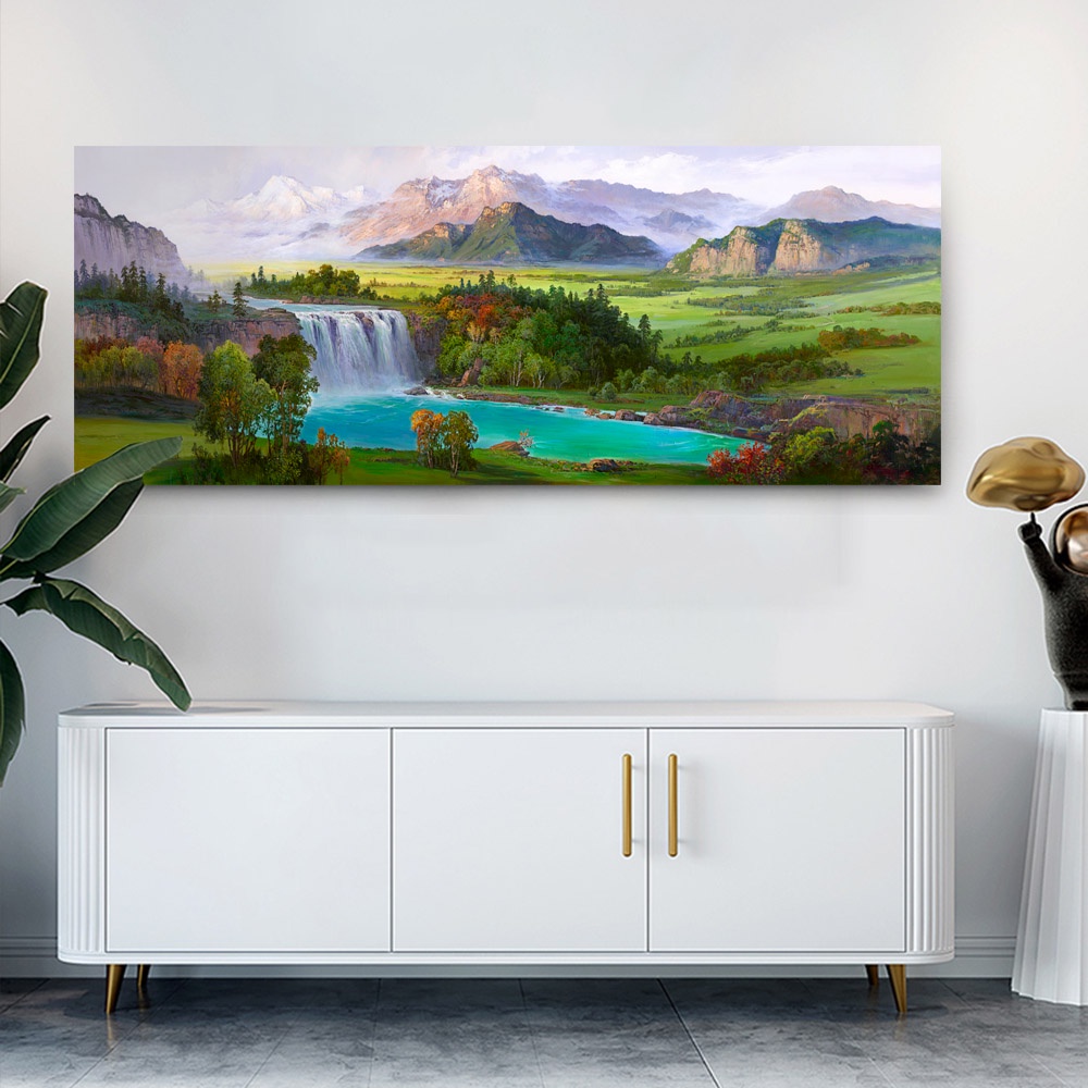 【御畫房】青山綠水 國家一級畫師手繪油畫60&times;120cm(VF-47), , large