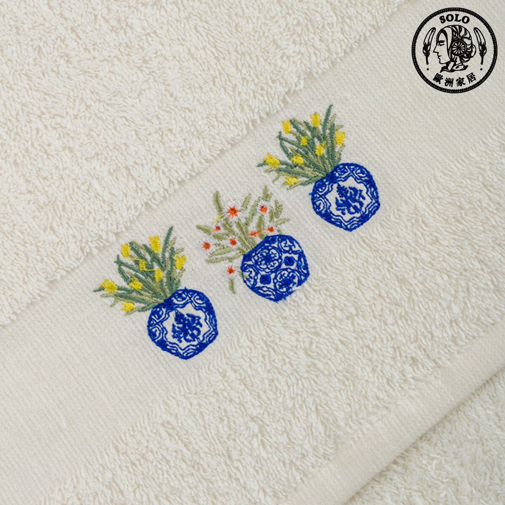【SOLO歐洲家居】LCW Home 50x80cm 青花雅植刺繡純棉毛巾 100%純棉 超吸水, , large