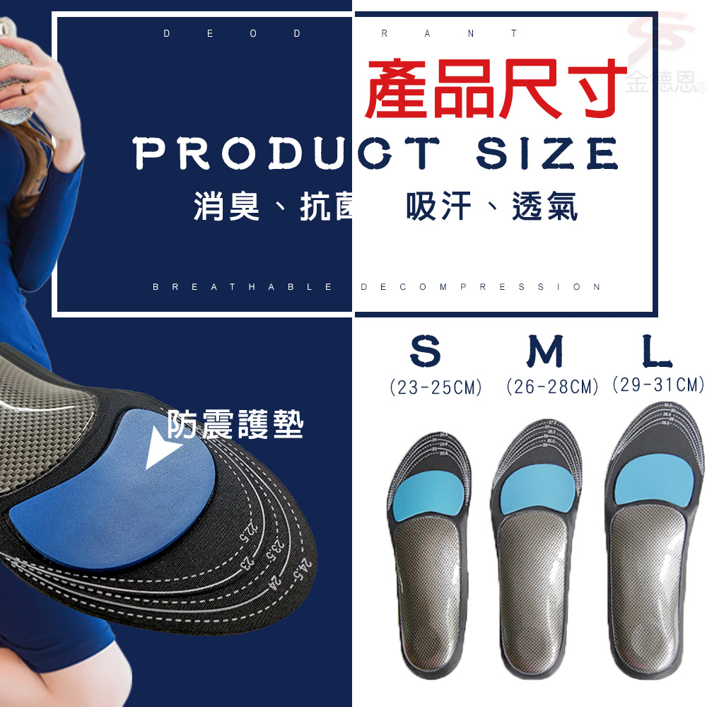GS MALL 台灣製造 一雙L號灰色平面 足弓型鞋墊 透氣鞋墊 足弓鞋墊 除臭鞋墊 除臭鞋墊 抗菌鞋墊 除臭 POLIYOU 透氣鞋墊, , large