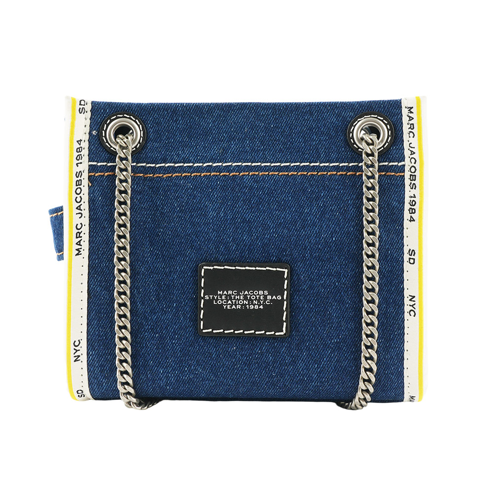 MARC JACOBS 棉質牛仔布鏈帶肩背/斜背托特包/單寧藍, , large