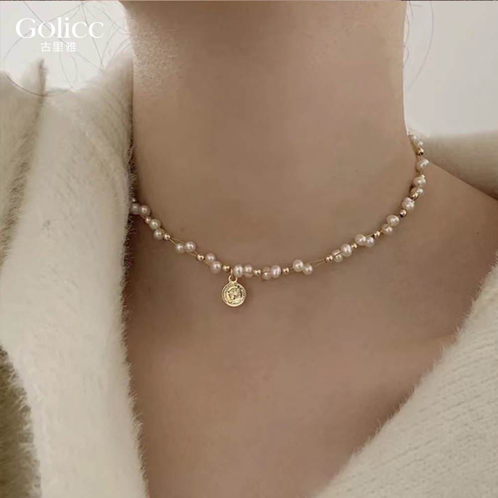 【Gulicc】古莉可 項鍊 歐美典雅纏繞珍珠女王鎖骨鍊, , large