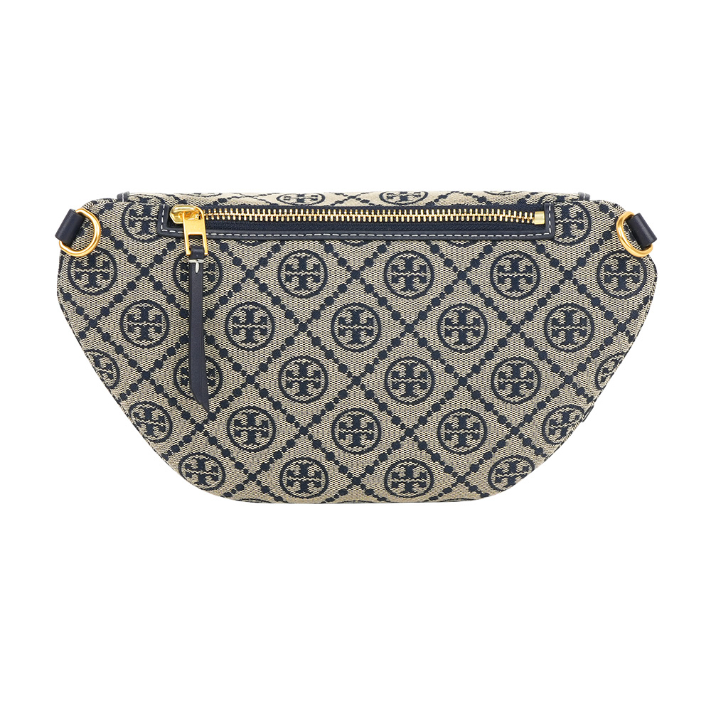TORY BURCH T Monogram 標誌緹花拉鍊腰包(海軍藍), , large