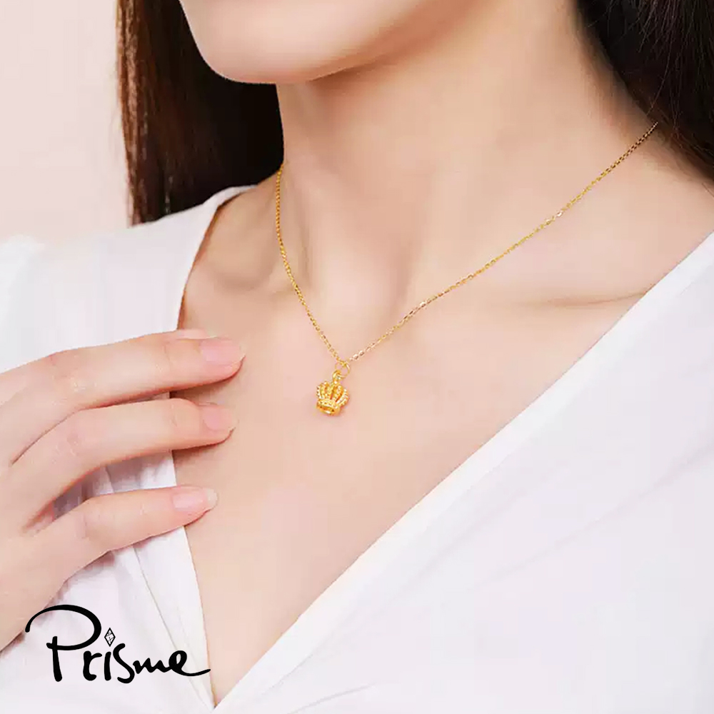 【Prisme Gold】黃金項鍊 立體皇冠 鍊墜項鍊 (金重：約0.08錢&plusmn;0.03), , large