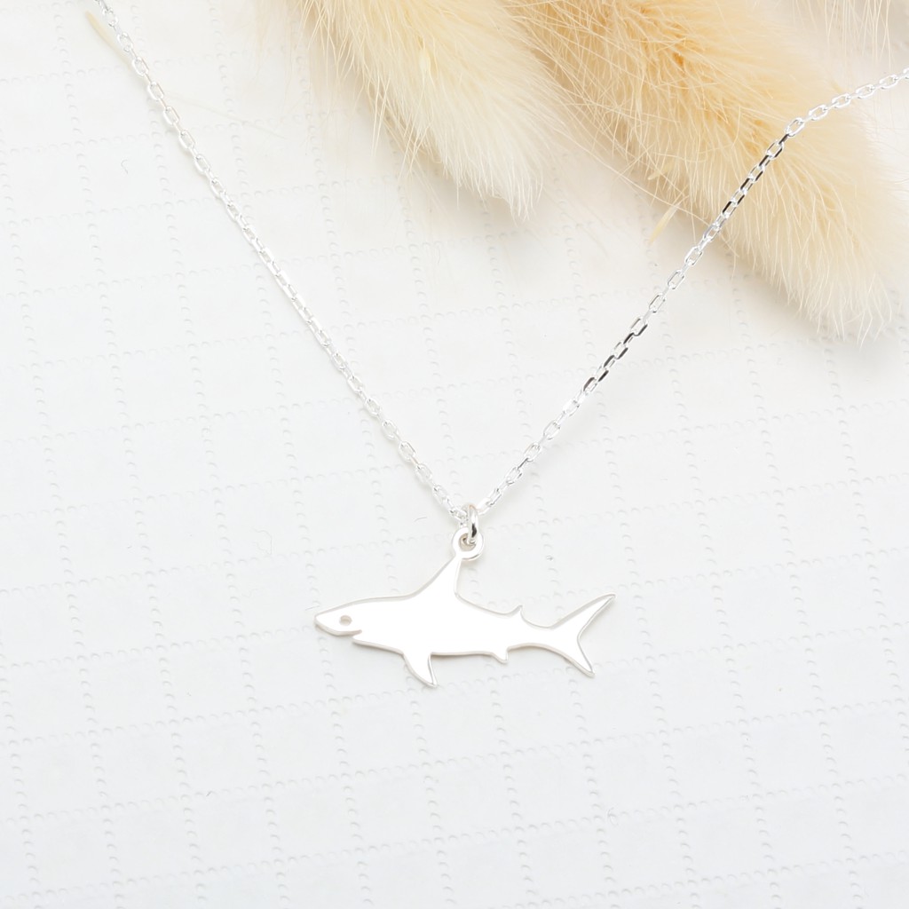【Angel & Me】大白鯊 鯊魚 s925 純銀 項鍊 海洋 衝浪 生日禮物, , large