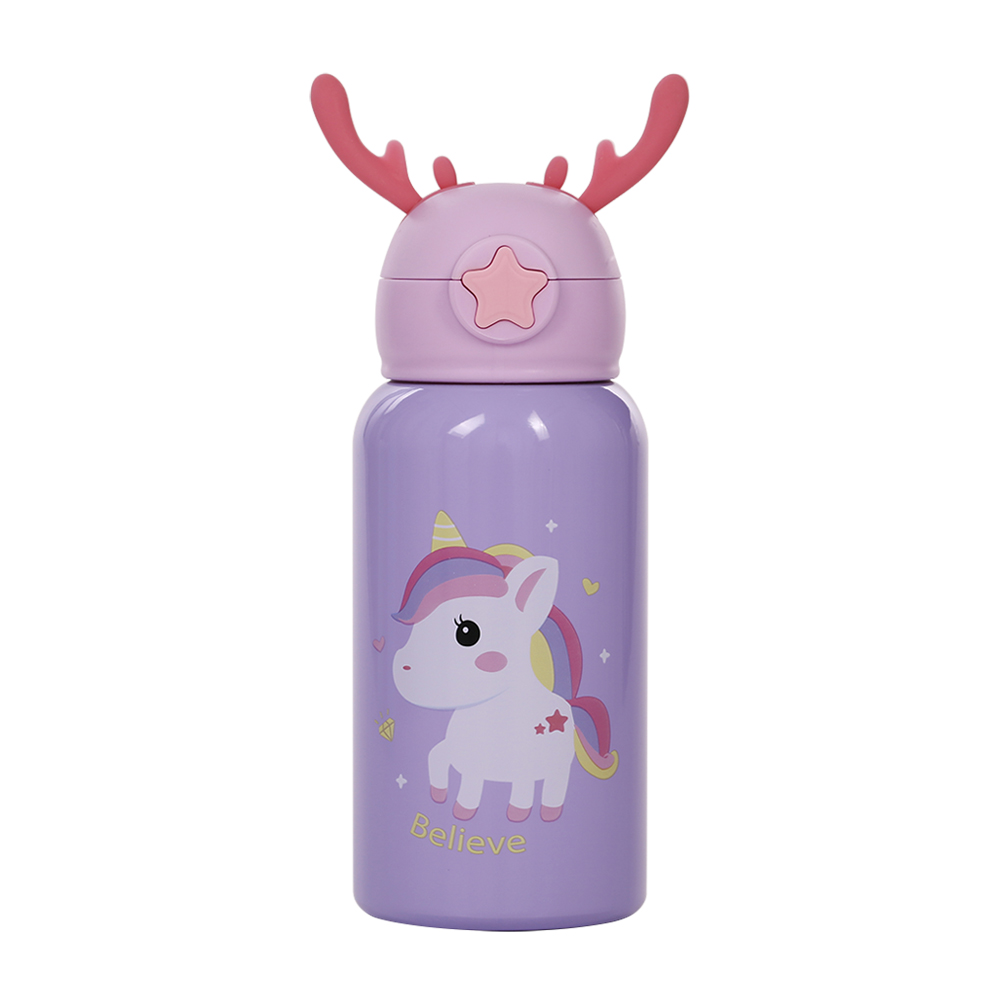 Straw thermos bottle, 獨角獸, large