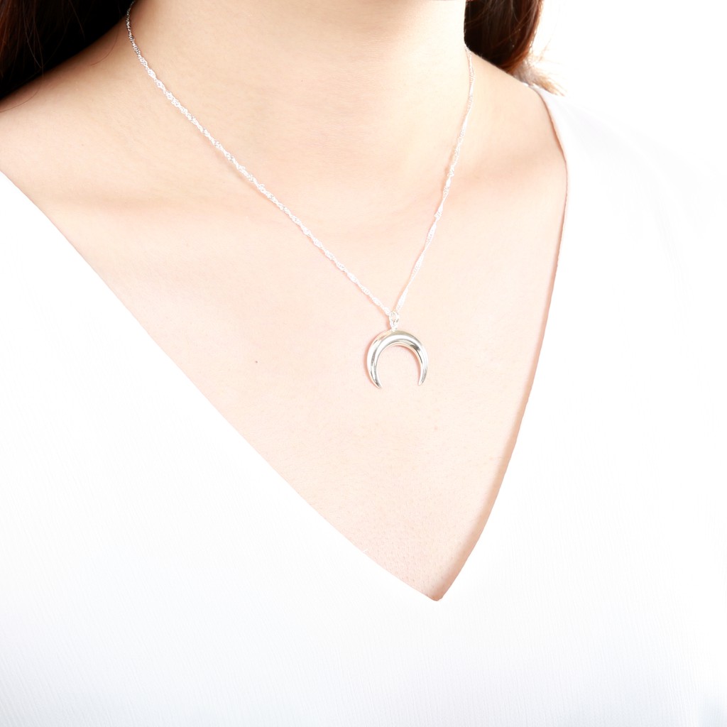 【Angel & Me】Crescent Moon (Large) s925 sterling silver necklace Birthday gift, , large