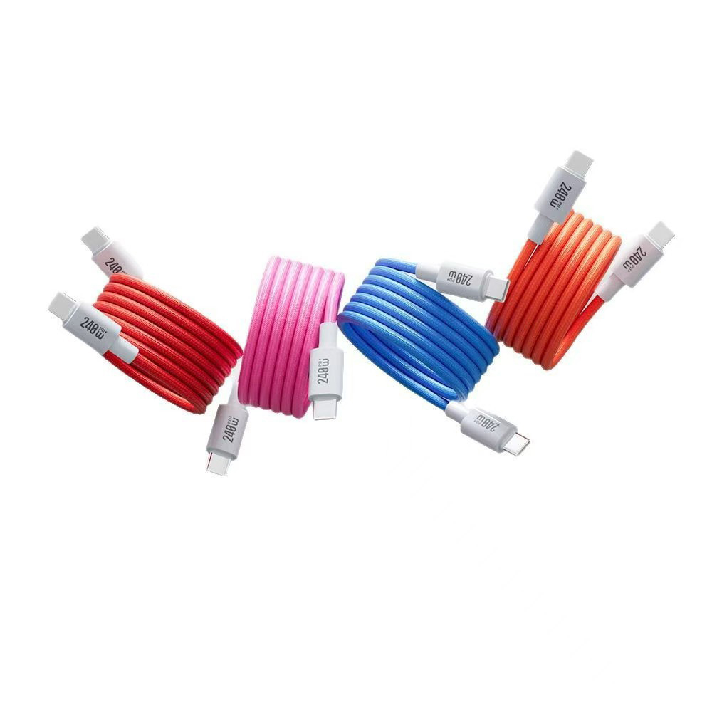 Set of 2 Candy Magnetic Type-C to Type-C Certified 240W Pink Fast Charging Cables 1M, , large