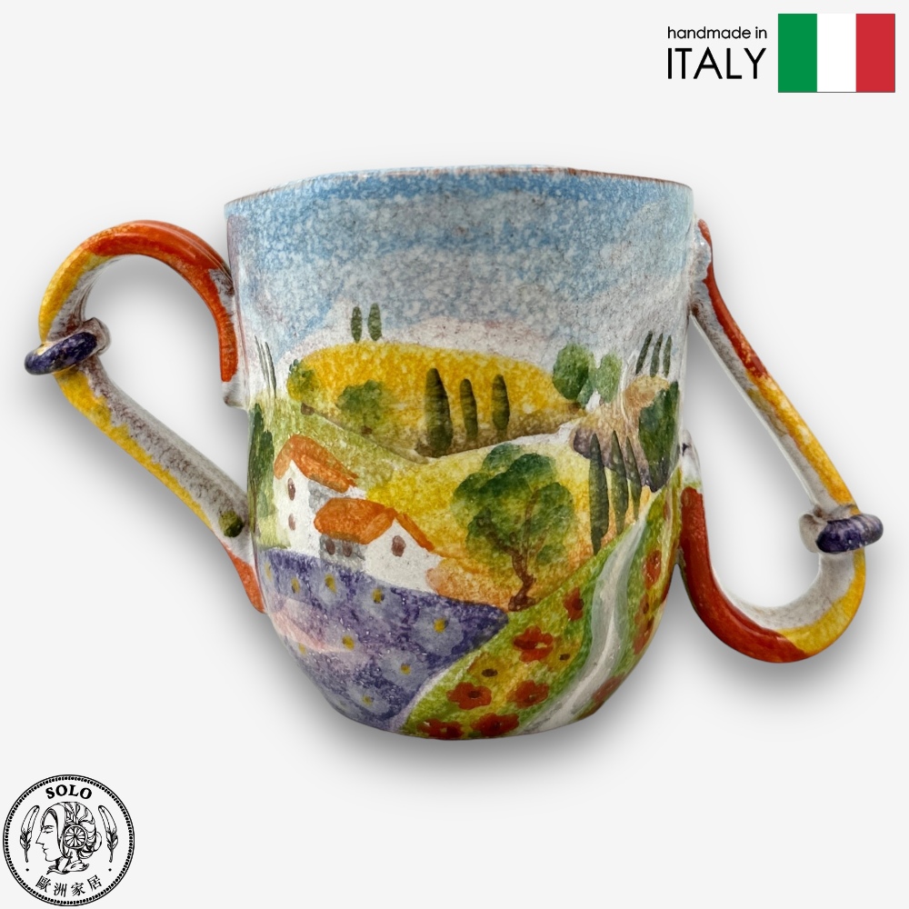 【SOLO Vintage】Modigliani Italian Pottery 350ml Mug Water Cup Coffee Cup Evening Aurora Series Handmade Made in Italy, , large