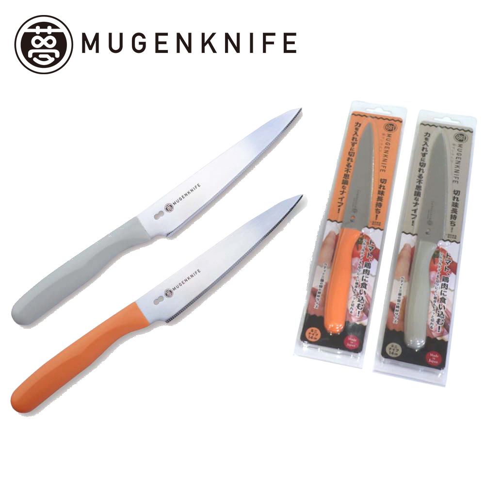 【Kyowa Industry Japan】Japan-Made Small Santoku Knife 14cm &ndash; Gray (Molybdenum-Vanadium Steel / Serrated Edge / Vegetable Knife / Meat Knife / Multi-Purpose Kitchen Knife / MUGEN Series), , large