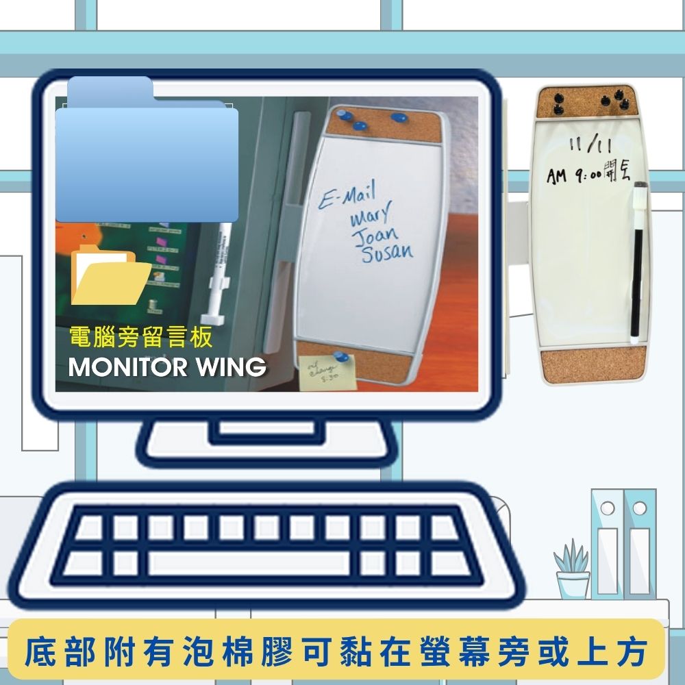 GS MALL 台灣製造 電腦螢幕造型留言板 白板 軟木板 造型白板 造型留言板 留言白板 螢幕留言板 電腦螢幕留言板, , large