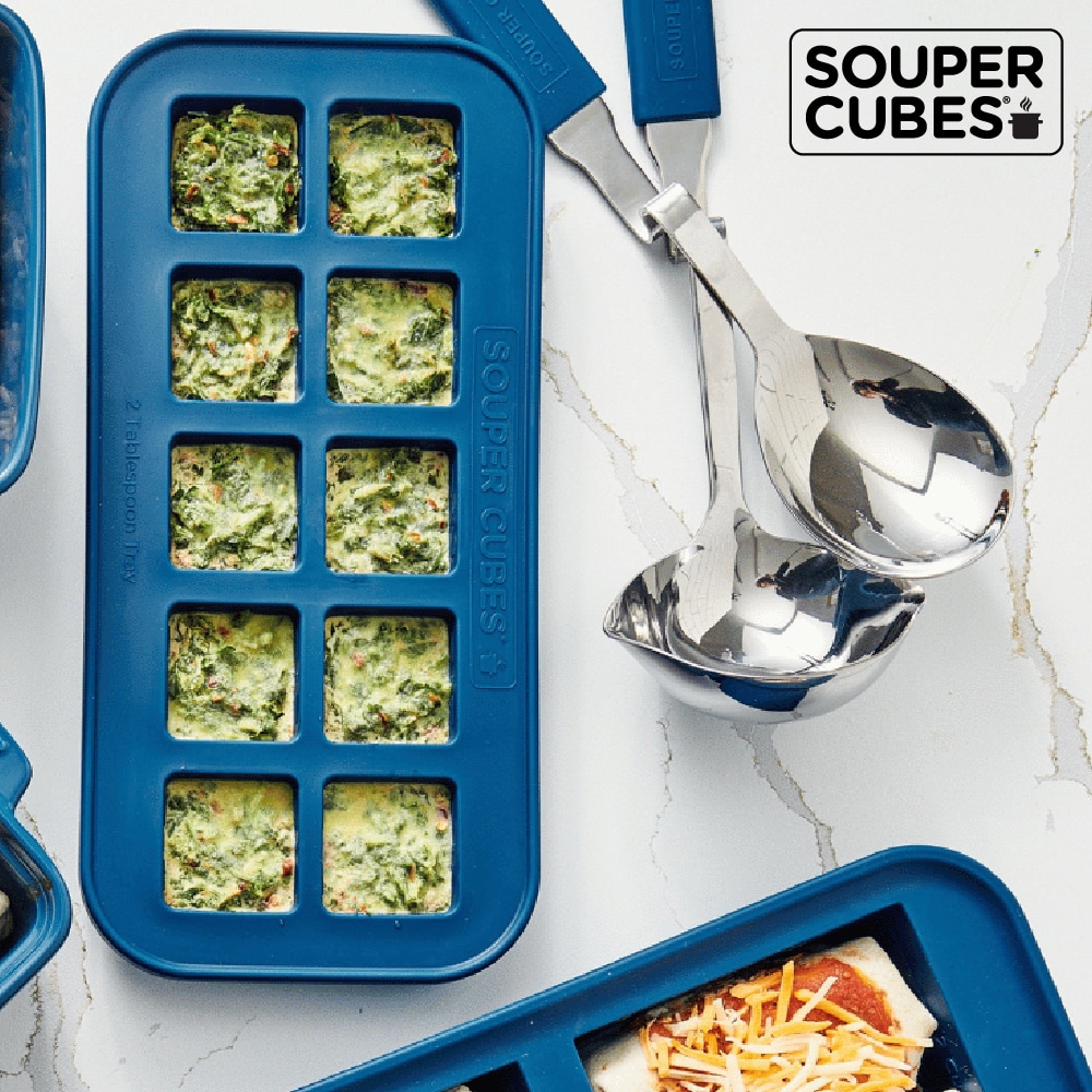 官方直營【Souper Cubes】多功能食品級矽膠保鮮盒10格_暮光藍(500ML/格), , large
