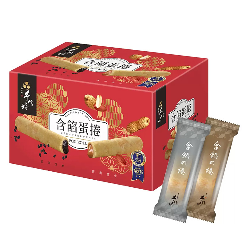 手信坊 綜合含餡蛋捲 花生/芝麻 480公克/箱(24入), , large