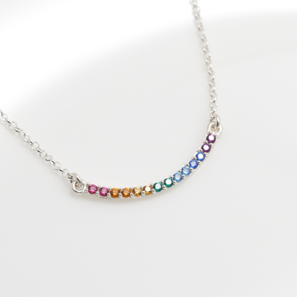 【Angel & Me】Smile Rainbow s925 sterling silver necklace Birthday gift, , large