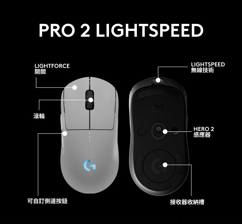 【 Logitech 羅技 】G PRO 2 白色 第二代 無線 電競 滑鼠, , large