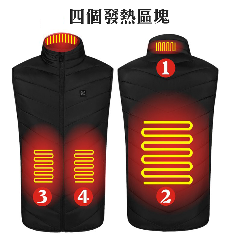 很神奇的【智能發熱背心】USB四區發熱 穿著就暖呼呼 藏在外套裡面 可自行控溫 低溫 出國 雪地 寒流 必備 保暖 防寒, , large