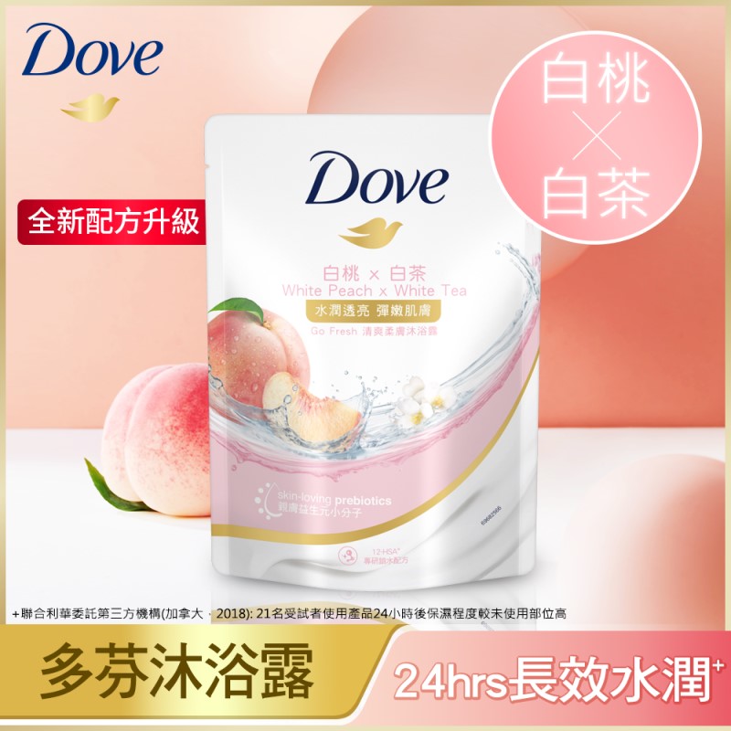 多芬清爽柔膚沐浴露桃悅水透補充包, , large