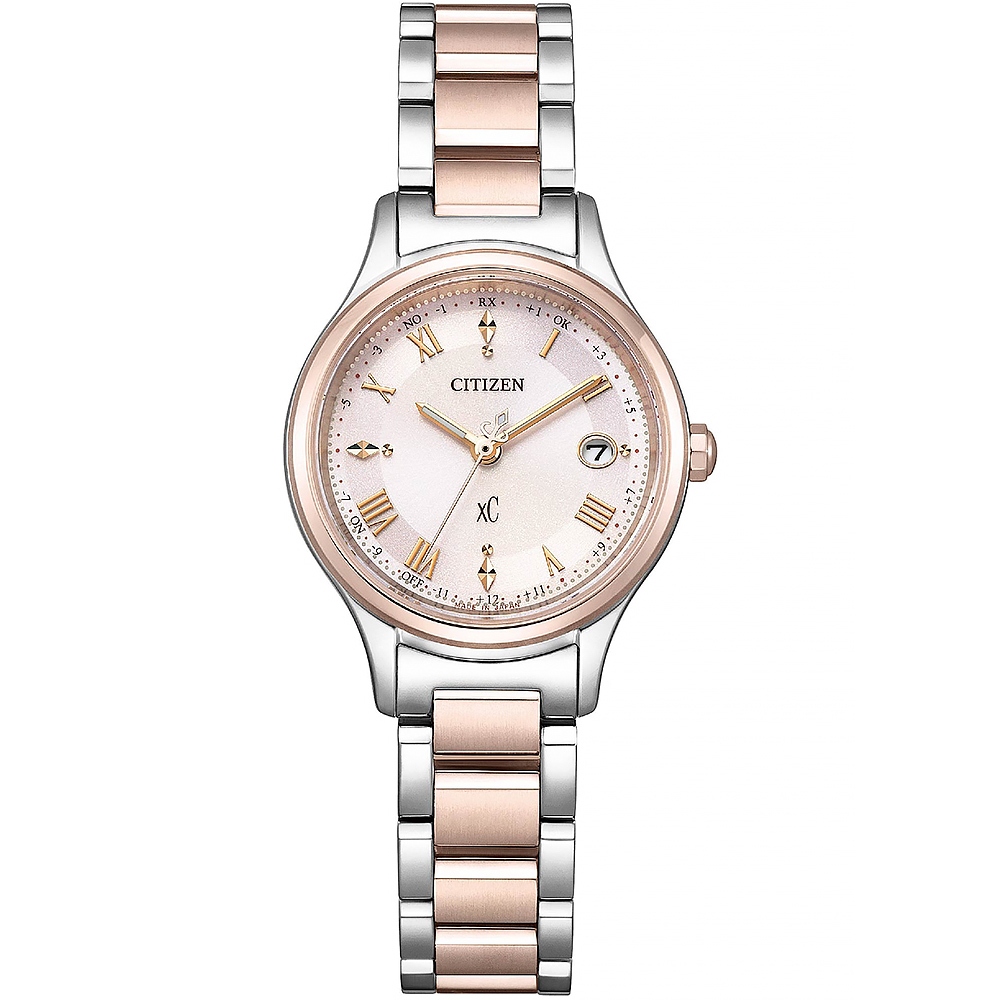 CITIZEN 星辰 XC 輕奢光 櫻花粉紅金 超級鈦 光動能電波女錶 ES9496-64W, , large